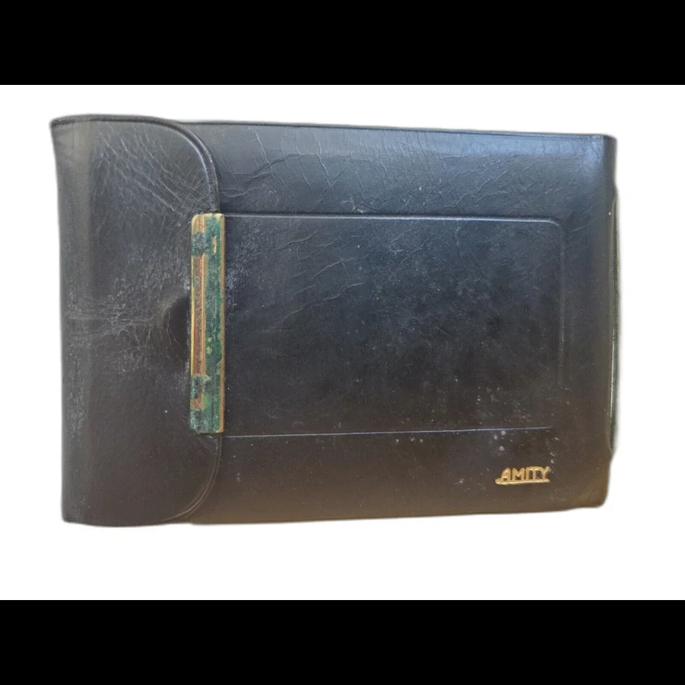 VTG Amity Buffalo Calf Leather Money Clip Fold Estate Wear Patina Luxury MCM